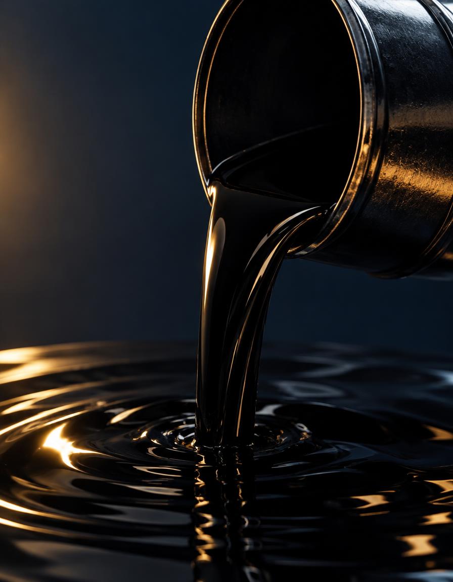 Bitumen pouring from a drum