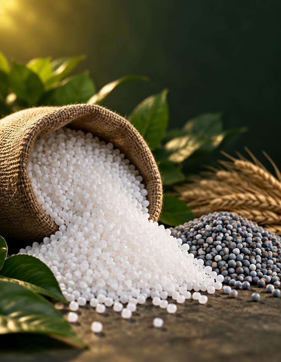 Urea and NPK fertilizer granules