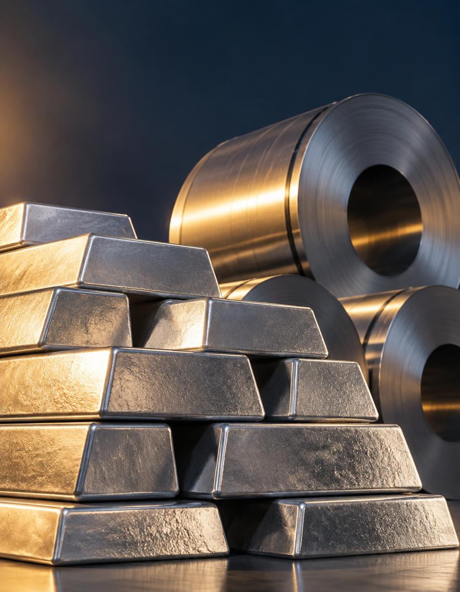 Metal ingots and steel coils